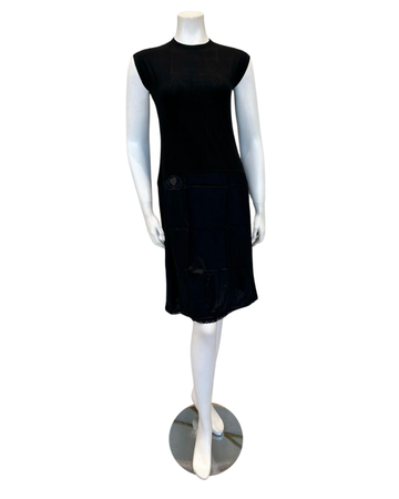 SLM2616A 41" Black/Black Sleeveless Shell Slip Adjustable Neck